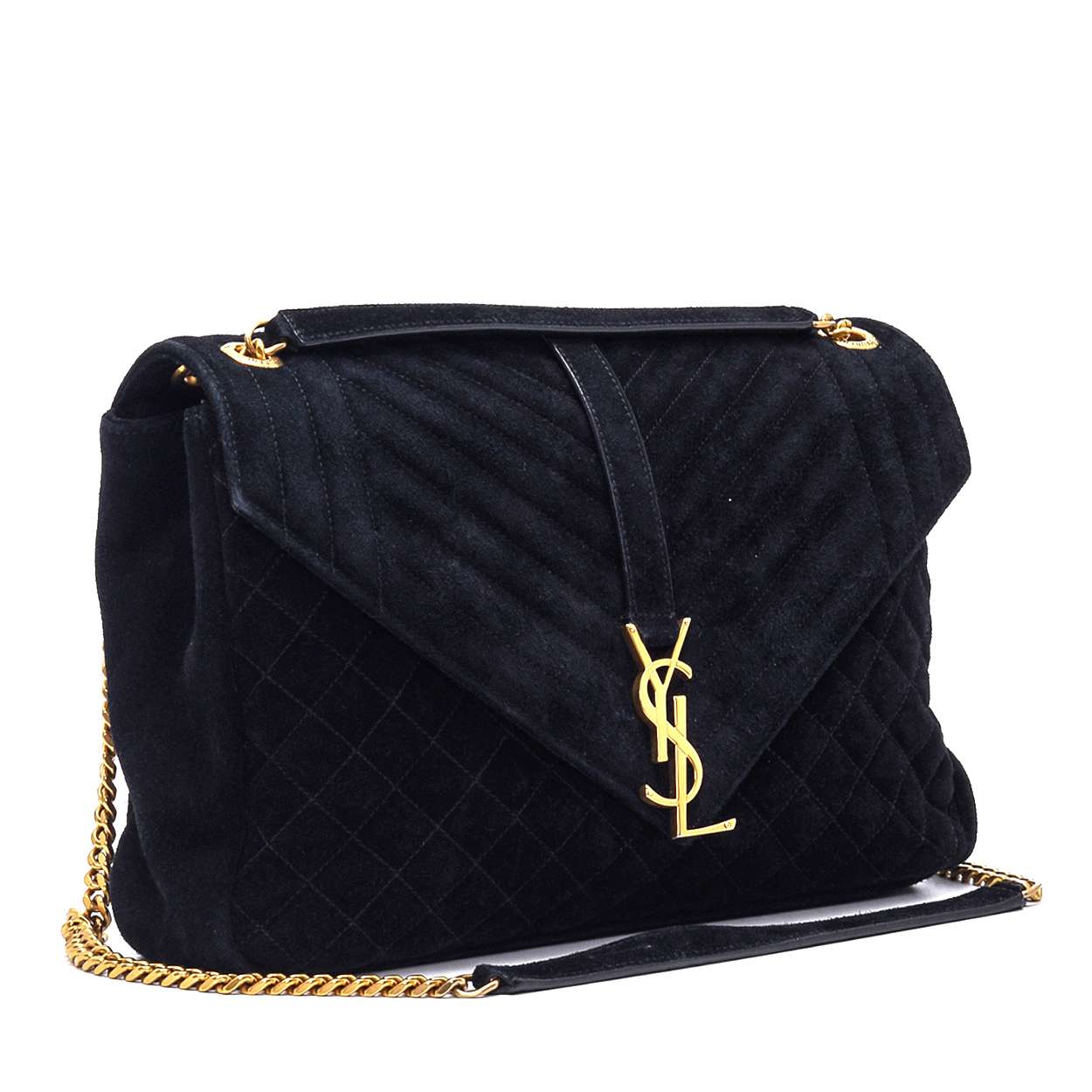 Yves Saint Laurent - Black Suede Medium Collage Shoulder Bag